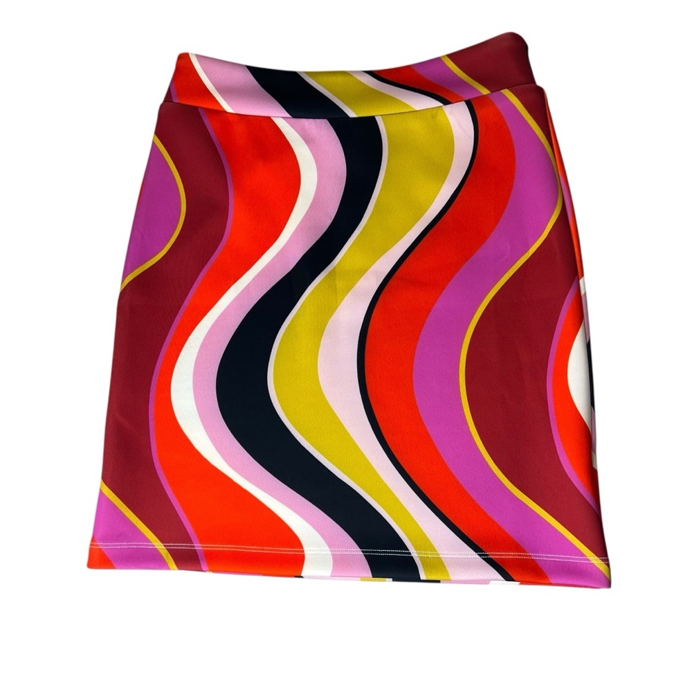 Lesley Evers Geometric Print Purple Yellow Size Small Skirt